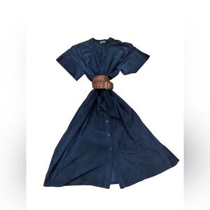 Vintage 70s Jean Muir Suede Flutter Sleeve Coat Dress button 10 freshly cleaned
